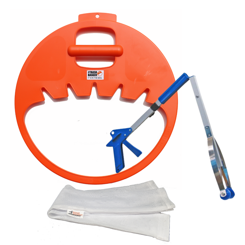 orange volunteer kit with reacher and net bag
